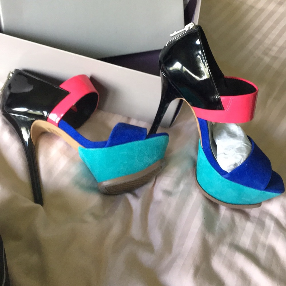 Colorblock platform stiletto sandal 6.5 SEXY NEW